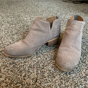 Suede Susina Openwork Low Heel Booties